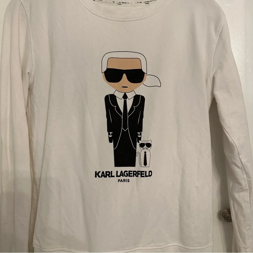 Karl Lagerfeld White Sweatshirt with Iconic Graphic - Picture 3 of 7
